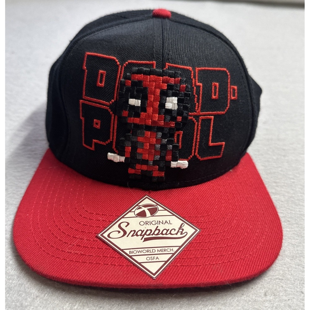 DEADPOOL MARVEL Black & Red  Adjustable Snapback Hat Chimichangas Wool